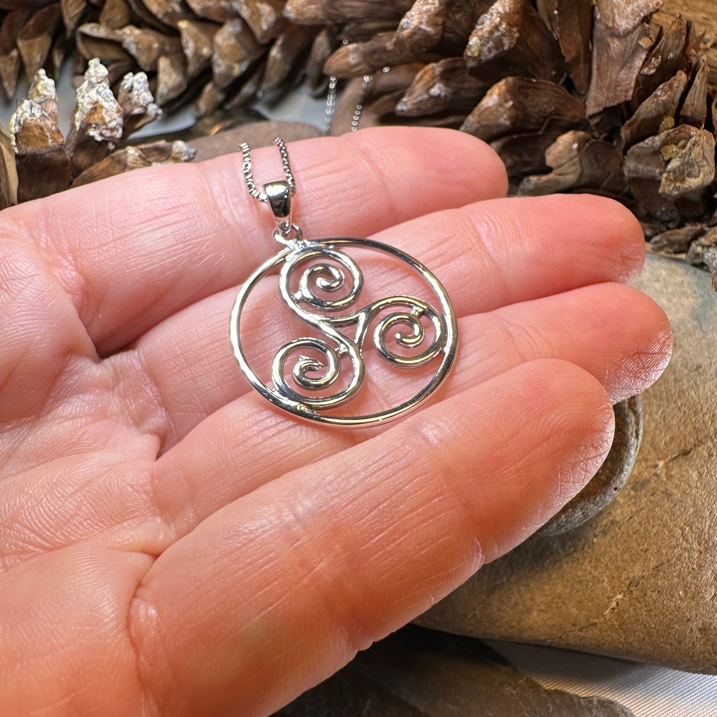 Ancient Celtic Spiral Necklace In Sterling Silver — view 5