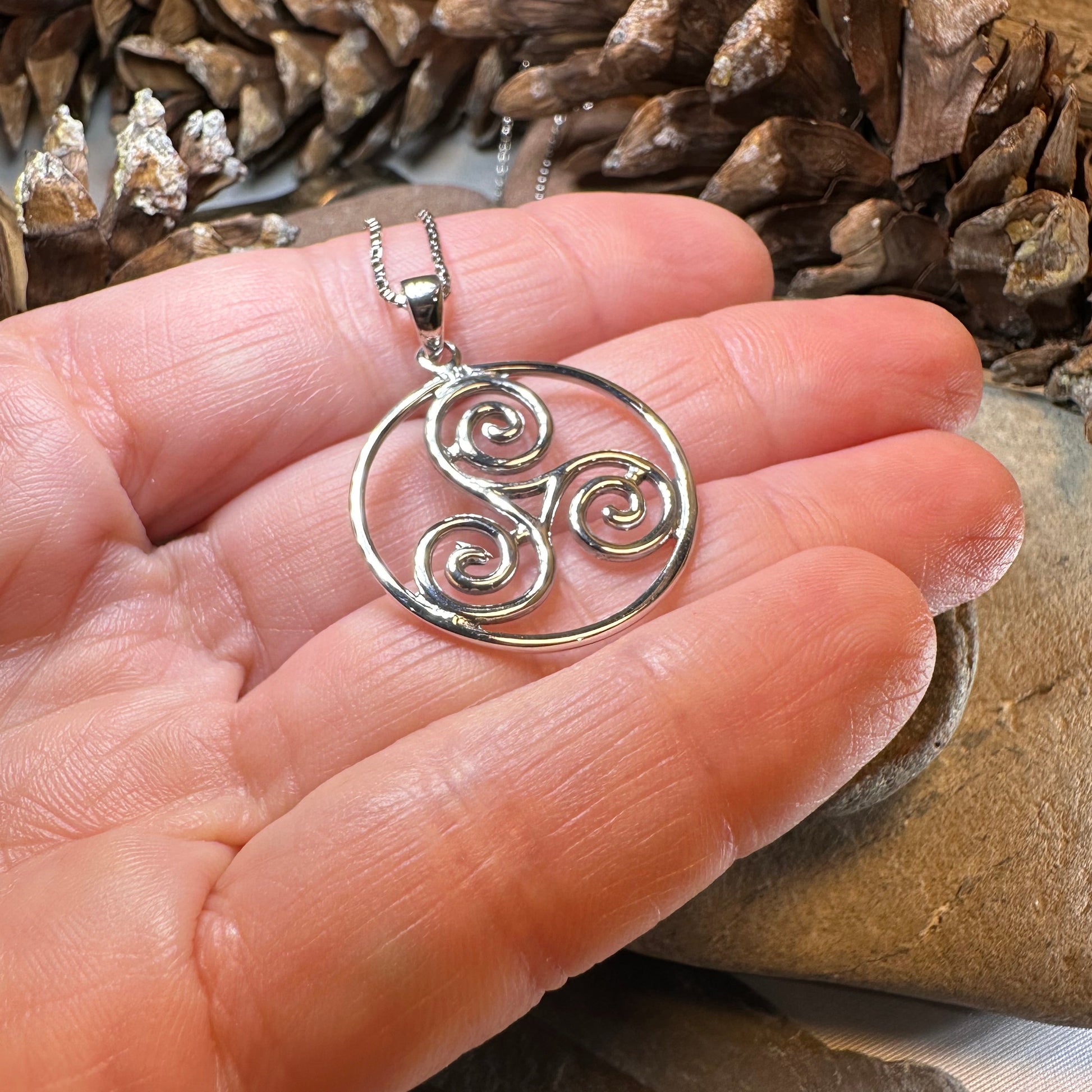 Ancient Celtic Spiral Necklace In Sterling Silver — view 5