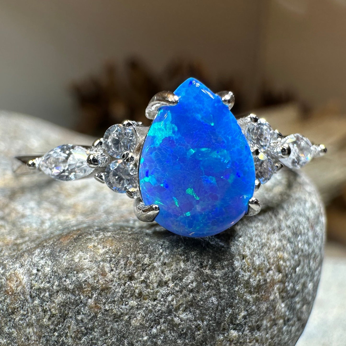 Allure Blue Fire Opal Ring