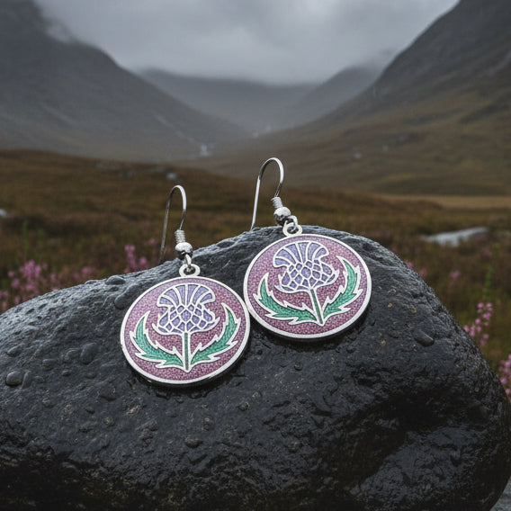 Highland Glen Scottish Thistle Earrings - Scotland Jewelry