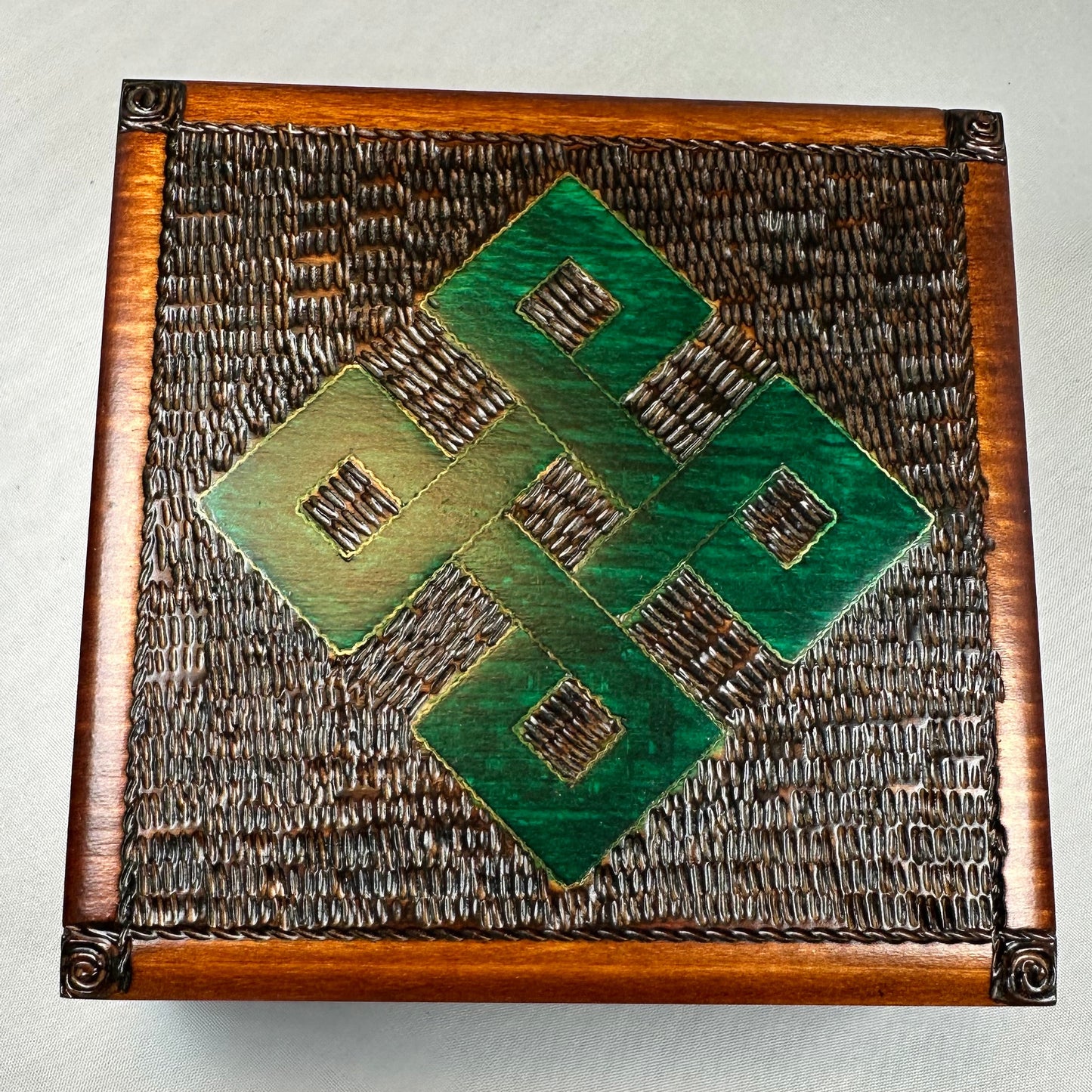Celtic Four Corner Knot Keepsake Box - Handmade Wooden Box