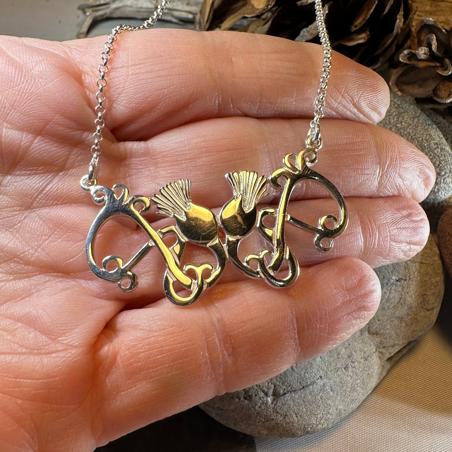 Scottish Meadow Thistle Necklace - Handmade in Scotland