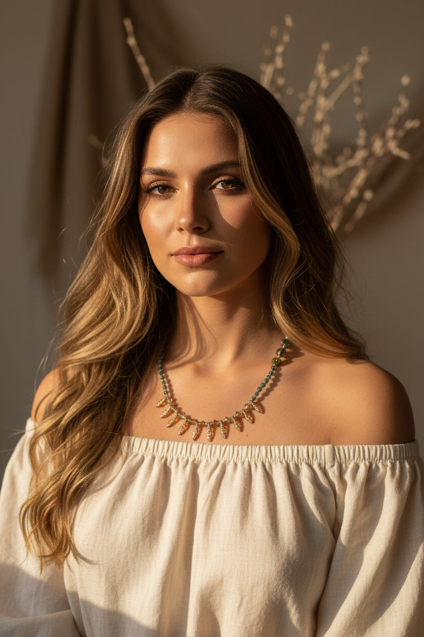 Peacock Crystal Necklace — view 3