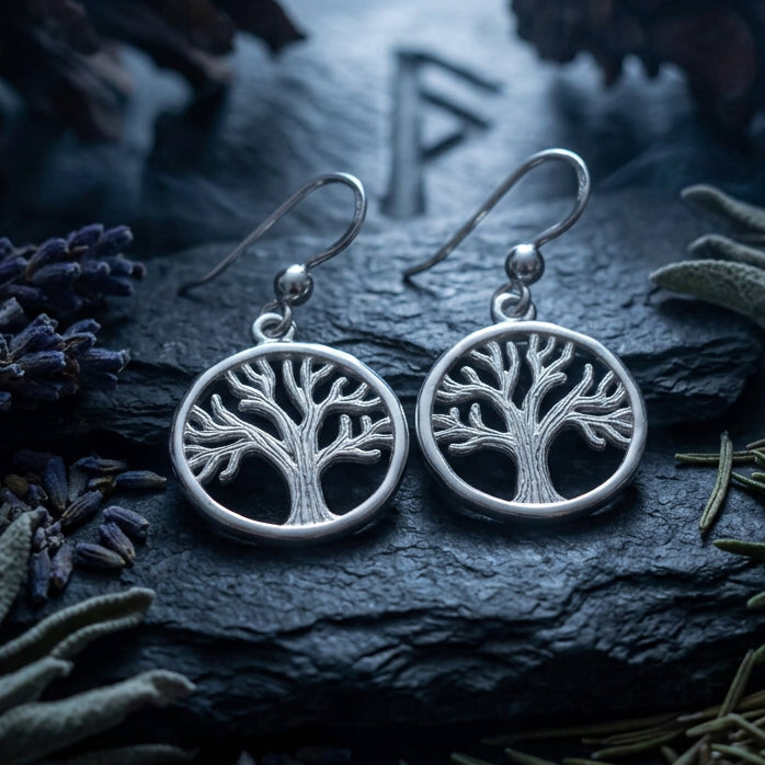 Traditional Tree of Life Earrings in Sterling Silver