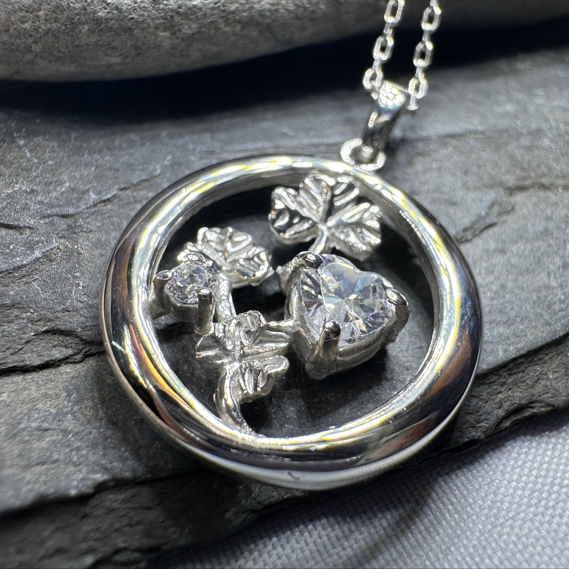 Irish Shamrock Garden Necklace in Sterling Silver — view 7