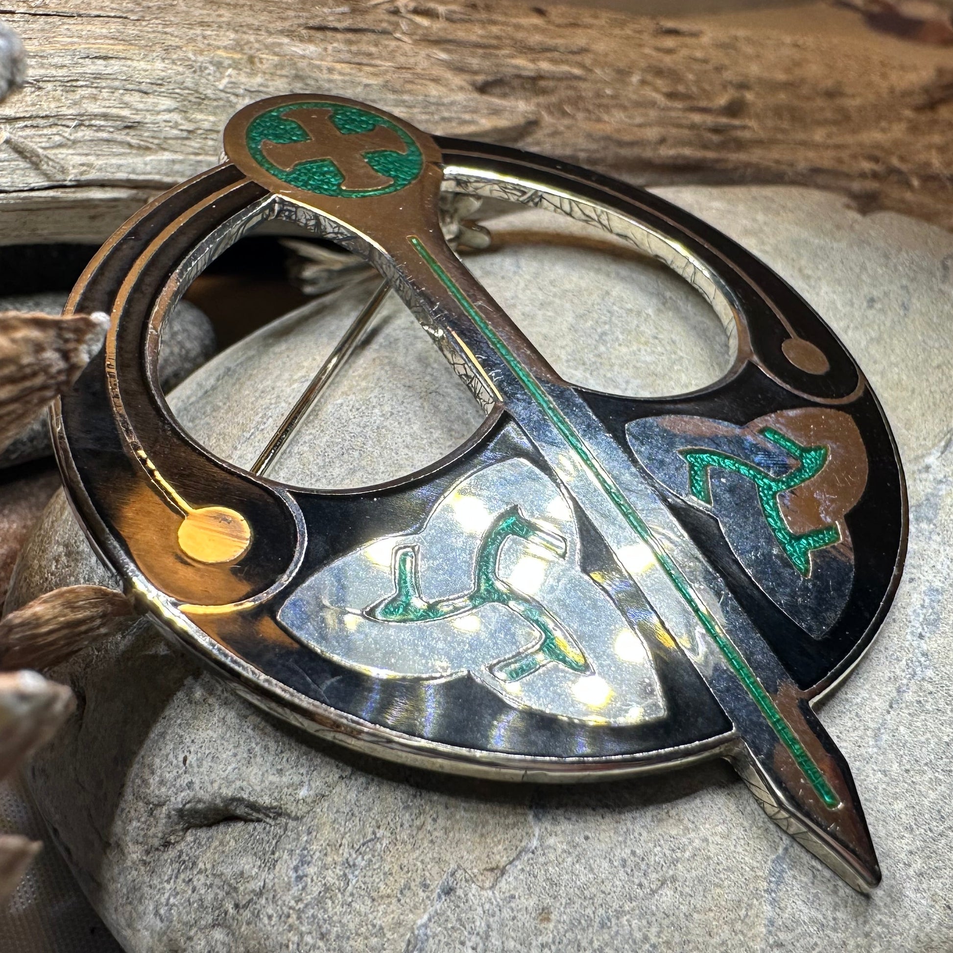 Enamel Celtic Trinity Knot Tara Brooch — view 2