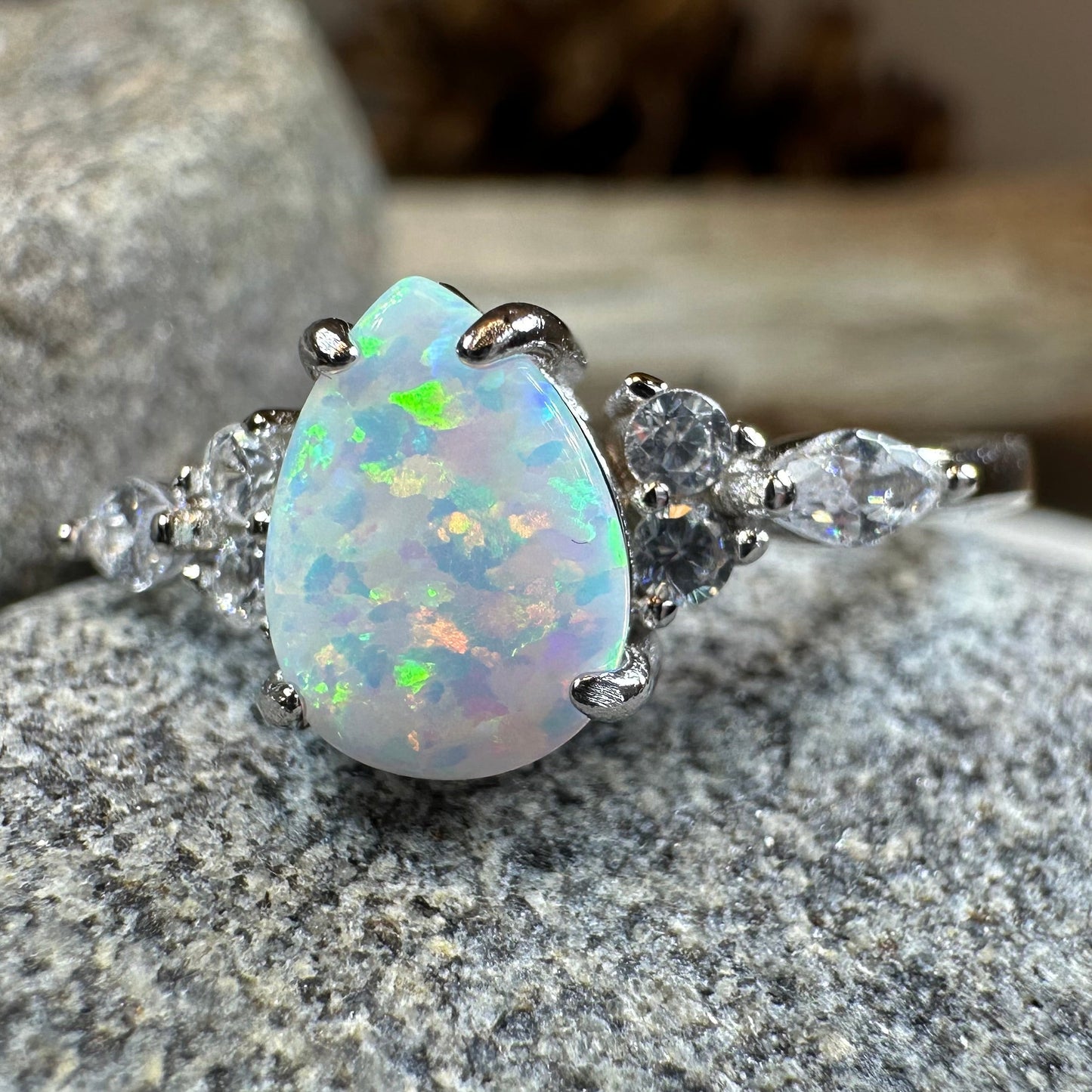 Allure White Fire Opal Ring