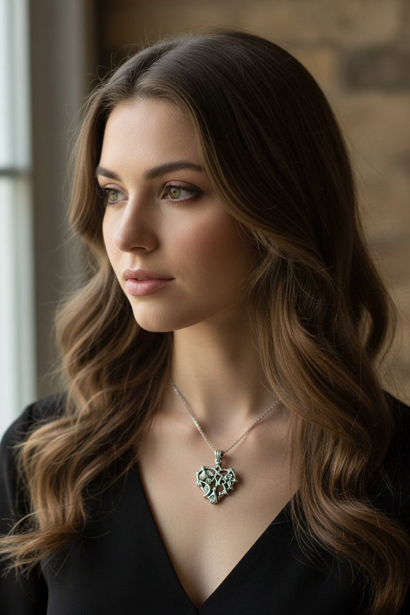 Heart Italian Cimaruta Pendant in Sterling Silver