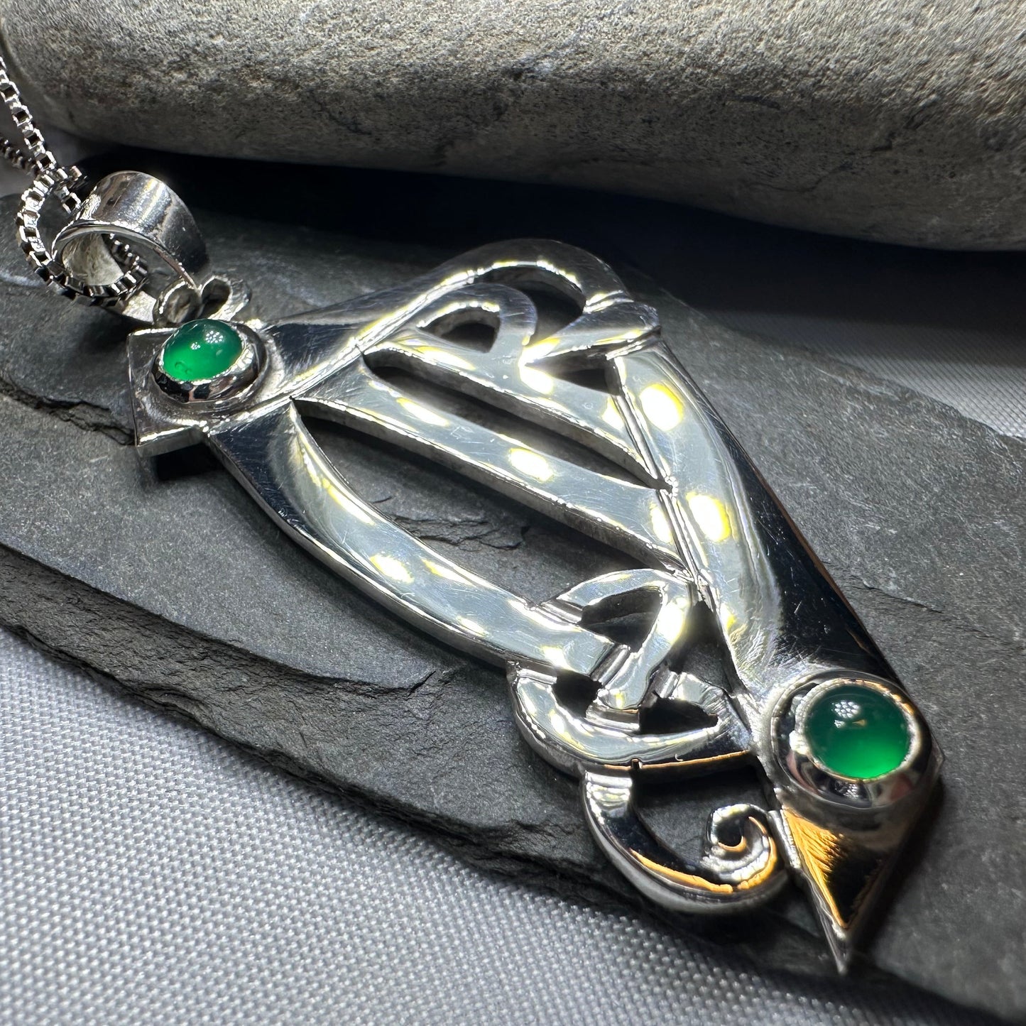 Artisan Large Irish Harp Necklace - Made in Ireland — view 7