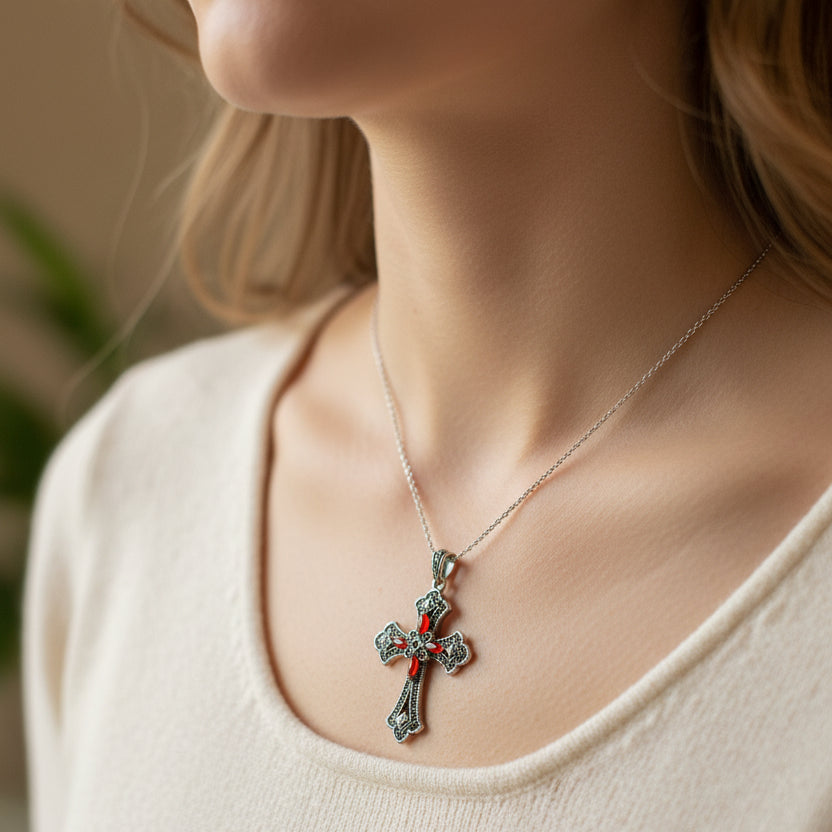 Fidelity Large Celtic Cross Necklace in Sterling Silver