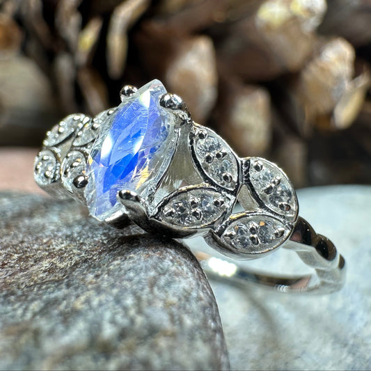 Laurel Moonstone Ring in Sterling Silver
