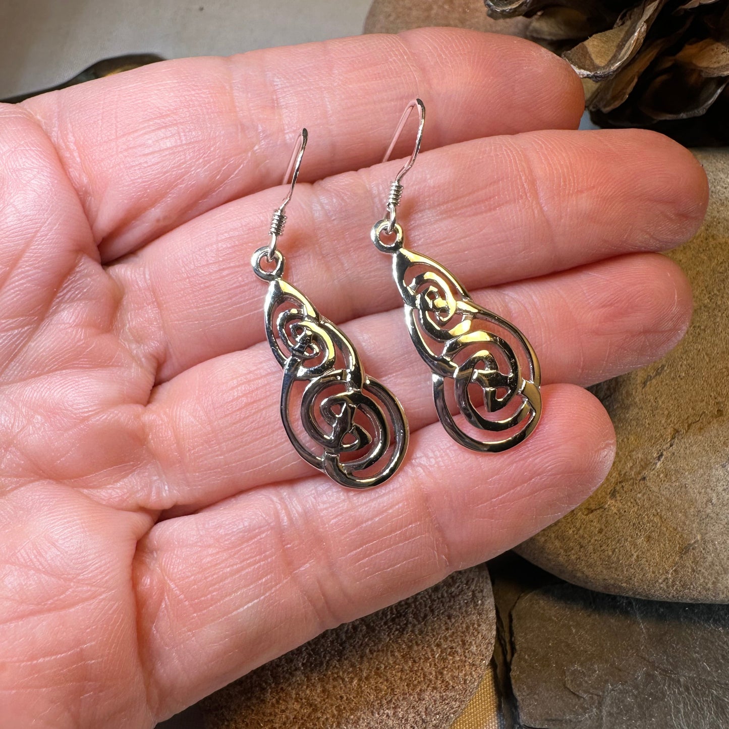 Beltane Celtic Earrings in Sterling Silver — view 4