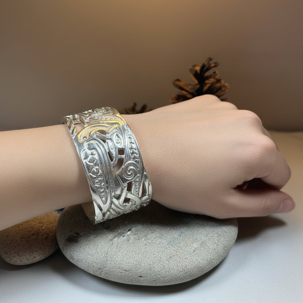 Book of Kells Celtic Knot Cuff Bracelet - Handmade in Scotland