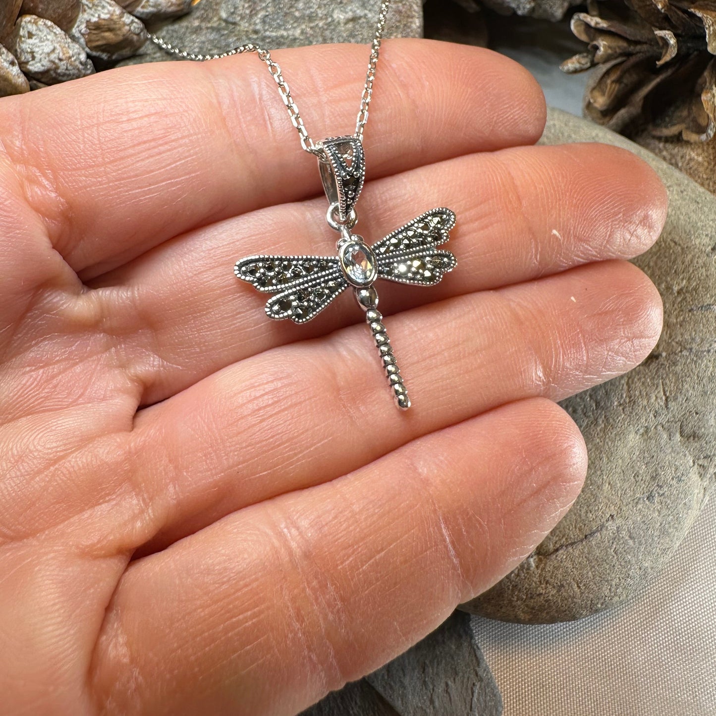Hope Marcasite Dragonfly Necklace