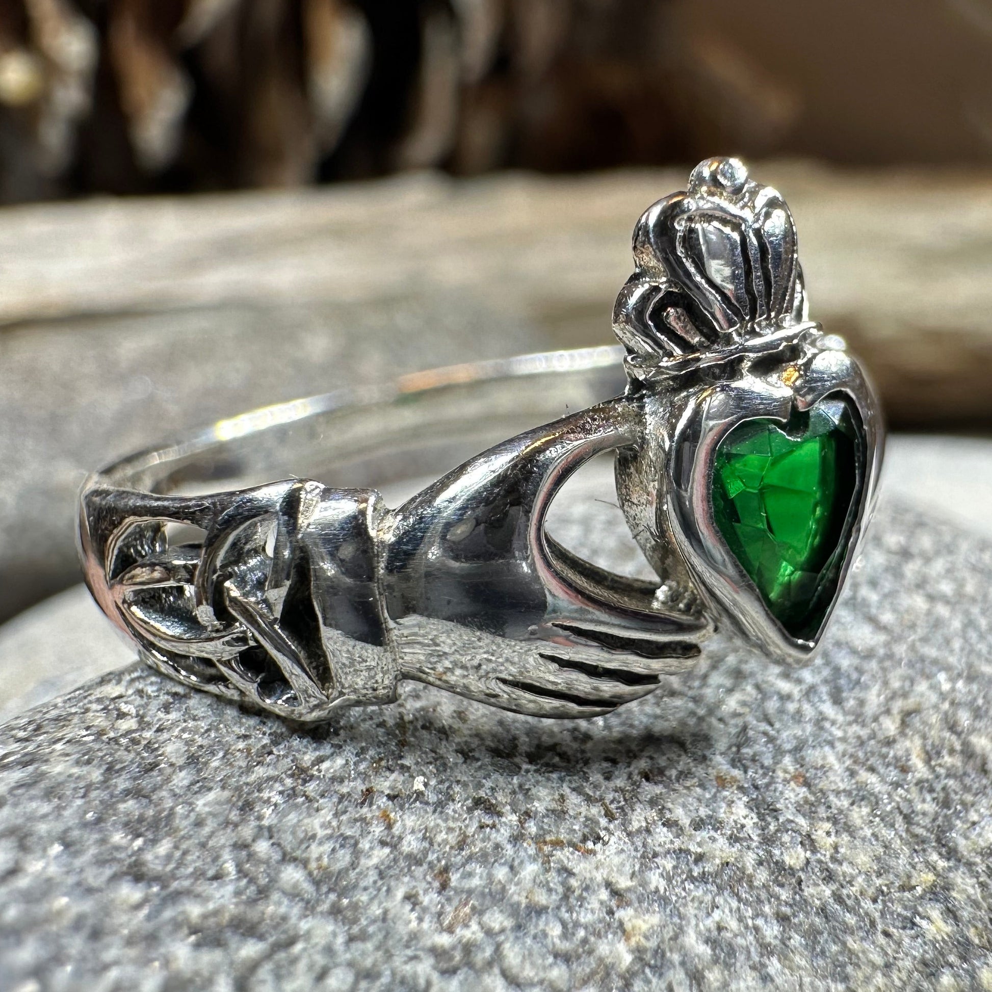 Irish Claddagh Trinity Knot Ring in Sterling Silver — view 11