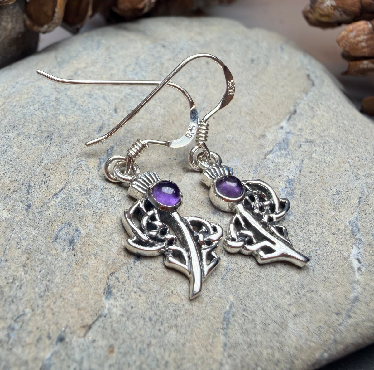 Raeburn Petite Scottish Thistle Earrings in Sterling Silver