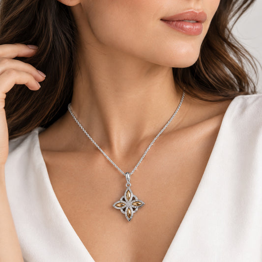 Celtic Star Cross Necklace in Sterling Silver