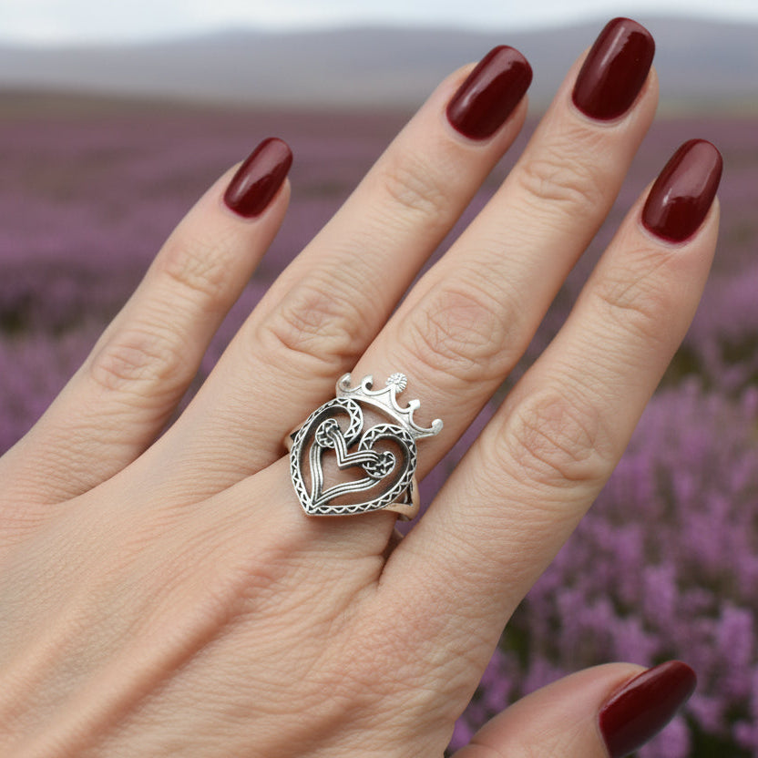Lady of Skye Scottish Luckenbooth Ring in Sterling Silver