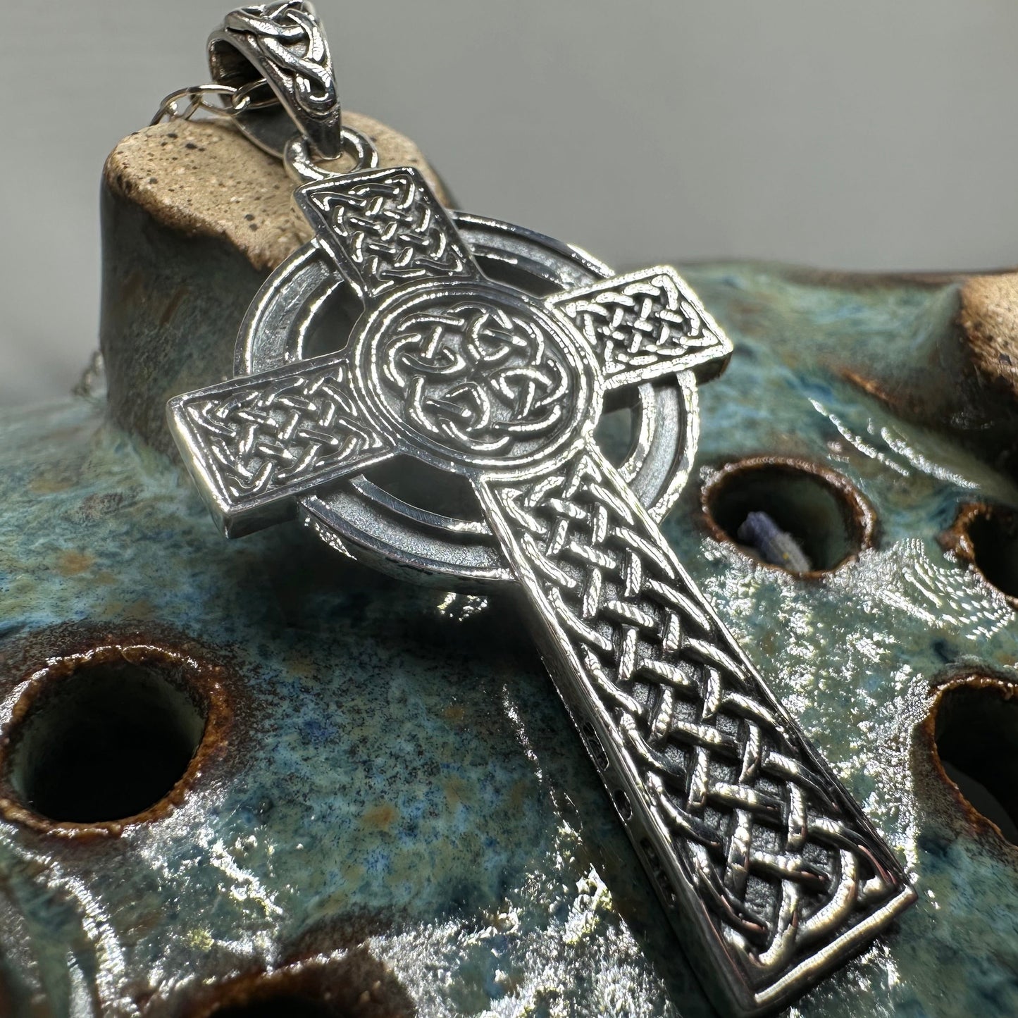 Kilcairn Celtic Cross Double Sided Necklace - Sterling Silver