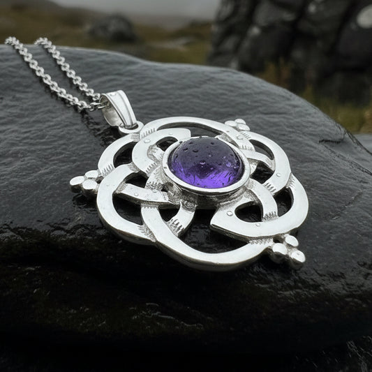 Kyrie Amethyst Celtic Knot Necklace - Handmade in Scotland