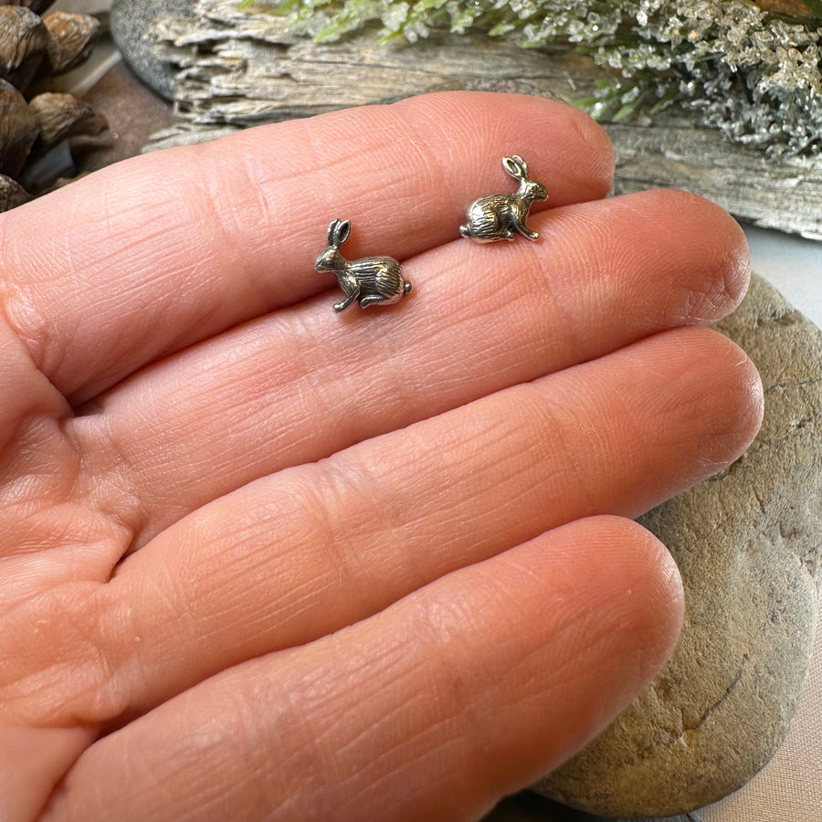 Noble Rabbit Stud Earrings in Sterling Silver