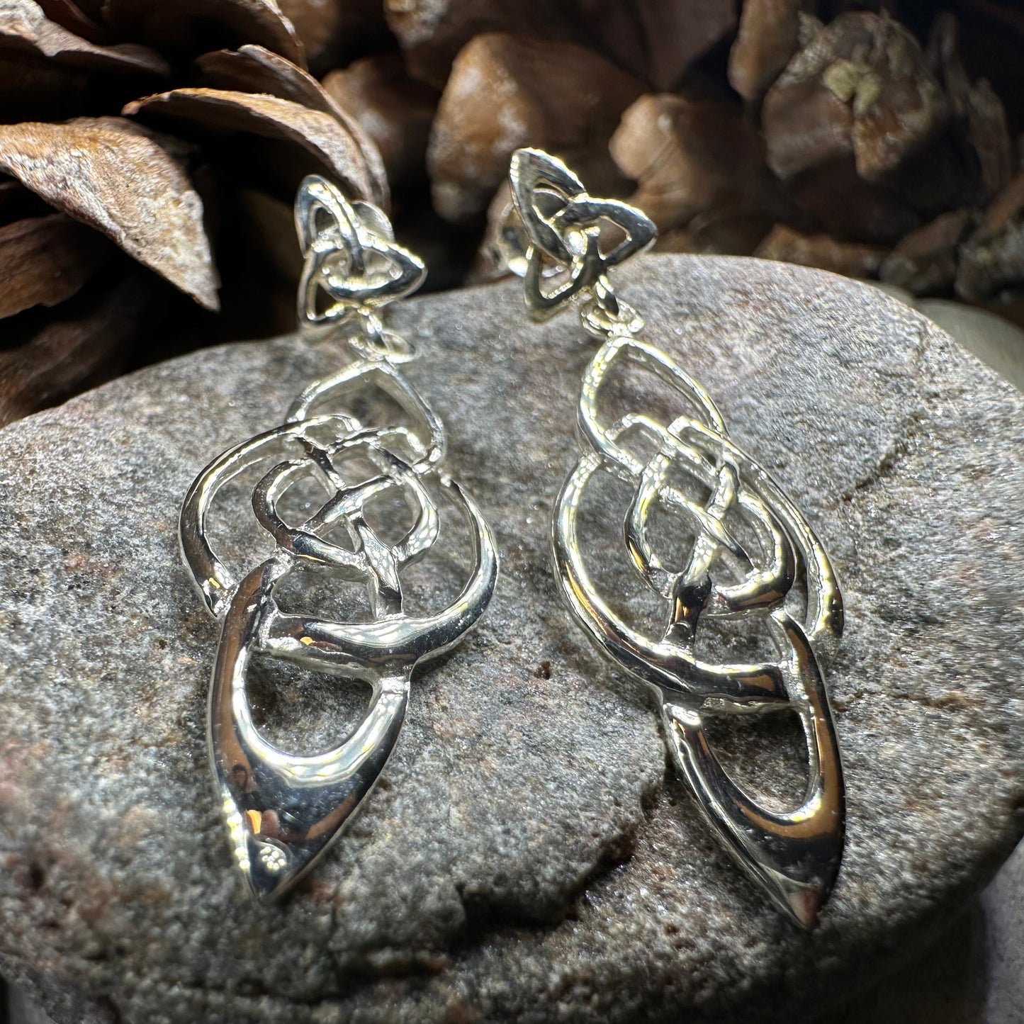 Alith Celtic Knot Earrings in Sterling Silver — view 4