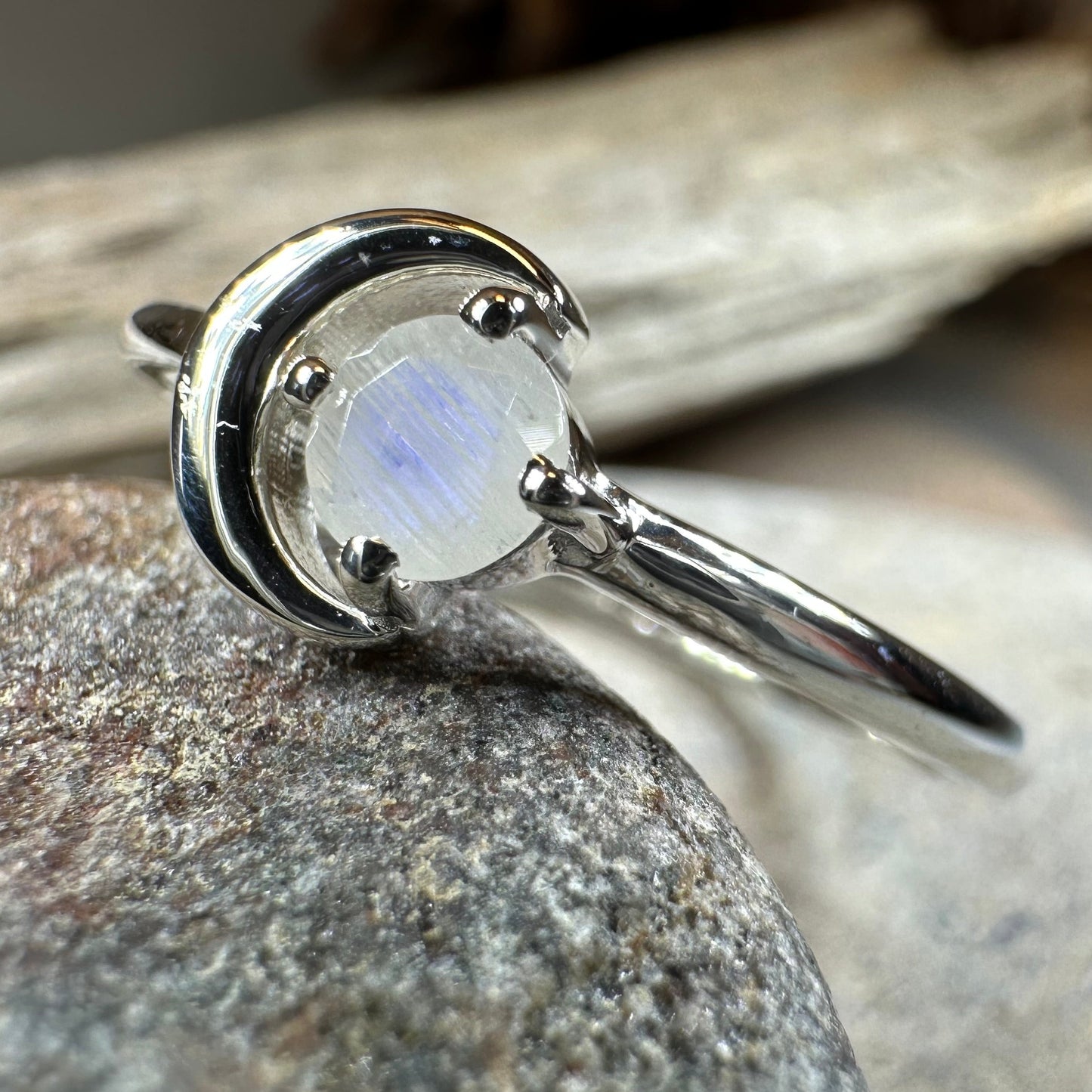 Ophelia Crescent Moon Ring in sterling silver