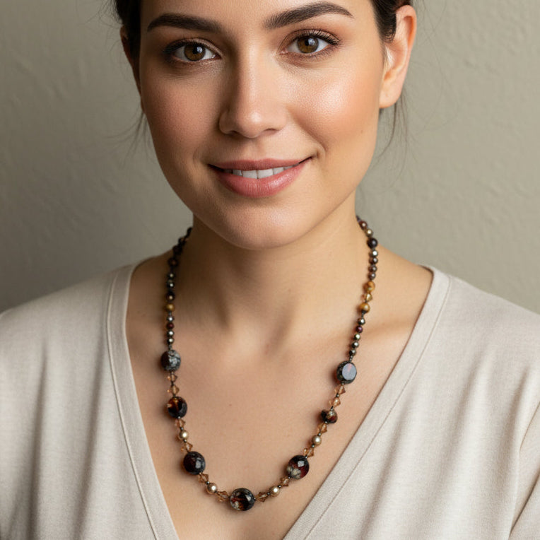 Highland Sunset Tiger's Eye Necklace in crystal
