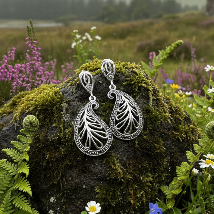 Elegant Celtic Paisley Earrings in Sterling Silver