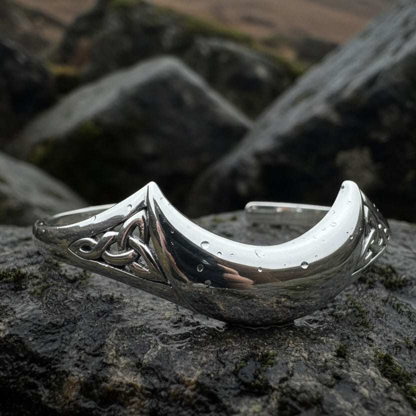 Lucina Celtic Moon Cuff Bracelet in Sterling Silver — view 4
