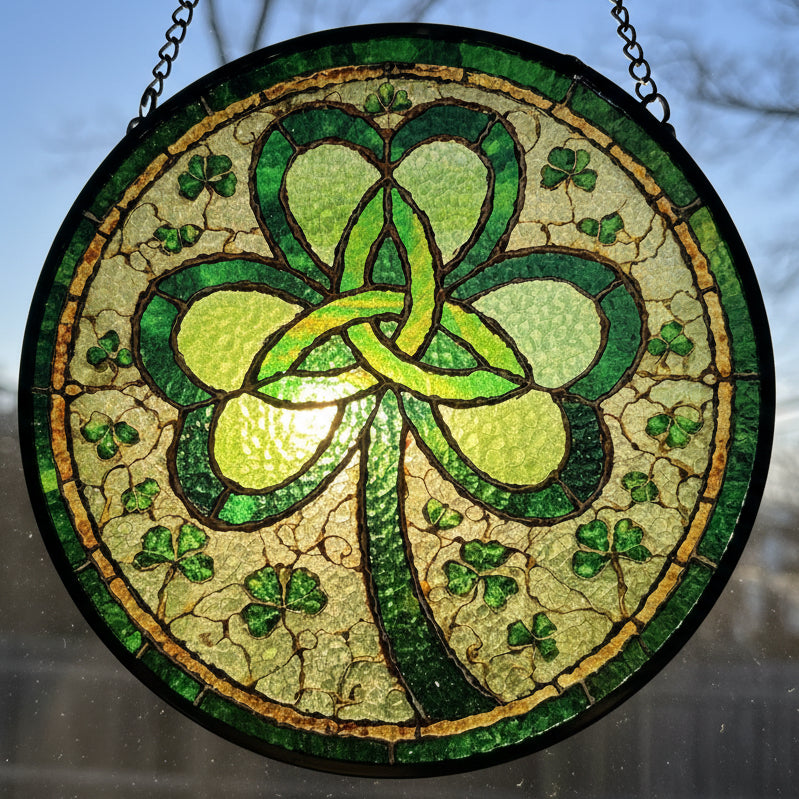 Trinity Knot Shamrock Stained Glass Gift