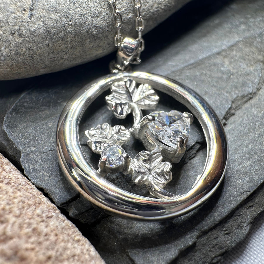 Irish Shamrock Garden Necklace in Sterling Silver
