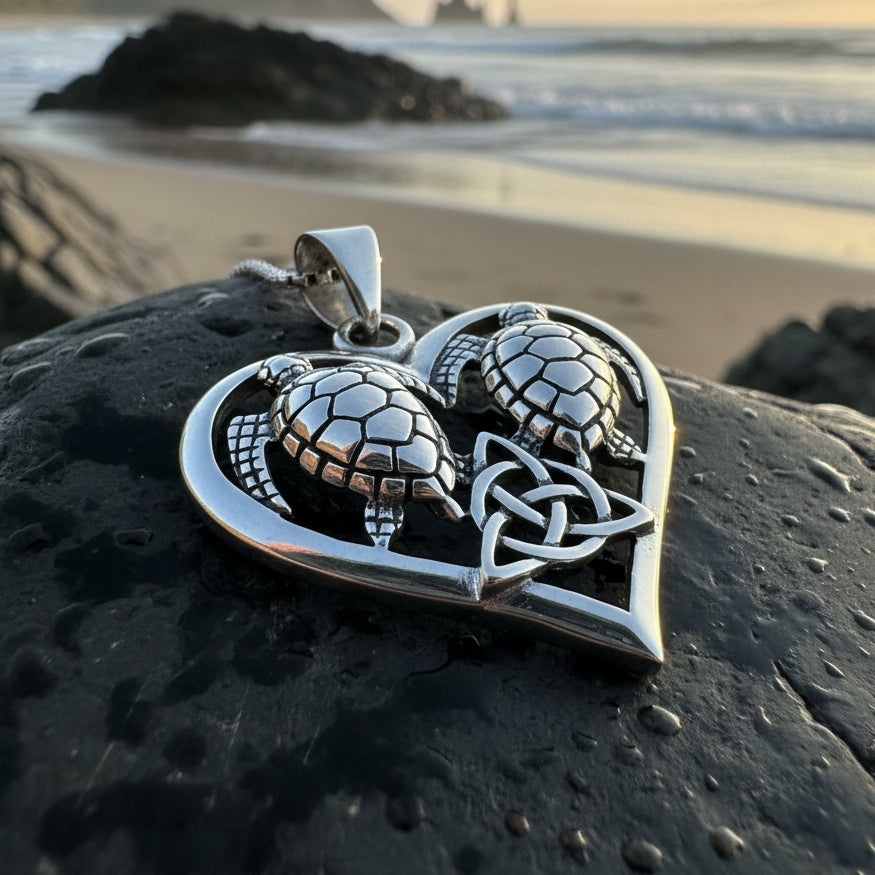 Celtic Turtle Lovers Necklace in Sterling Silver