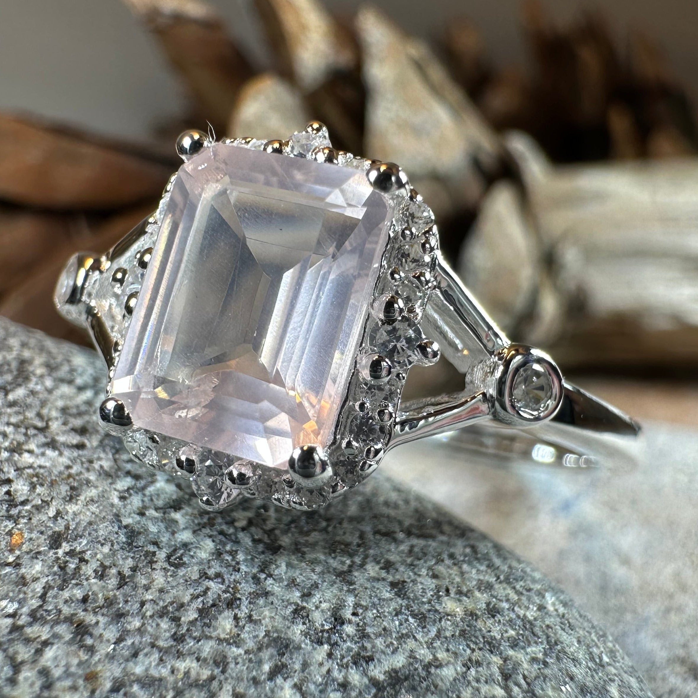 Tianna Rose Quartz Ring - Sterling Silver – Celtic Crystal Design