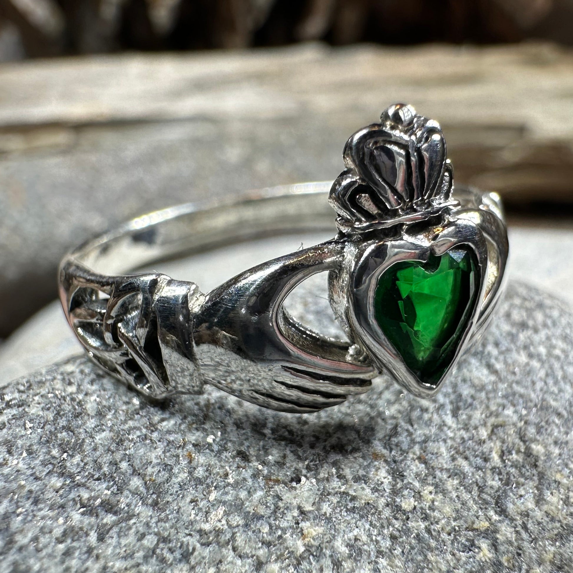 Irish Claddagh Trinity Knot Ring in Sterling Silver — view 5