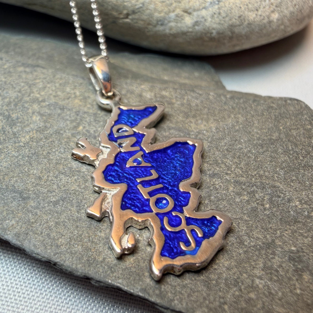 Scottish Blue Scotland Map Necklace - Handmade in Scotland