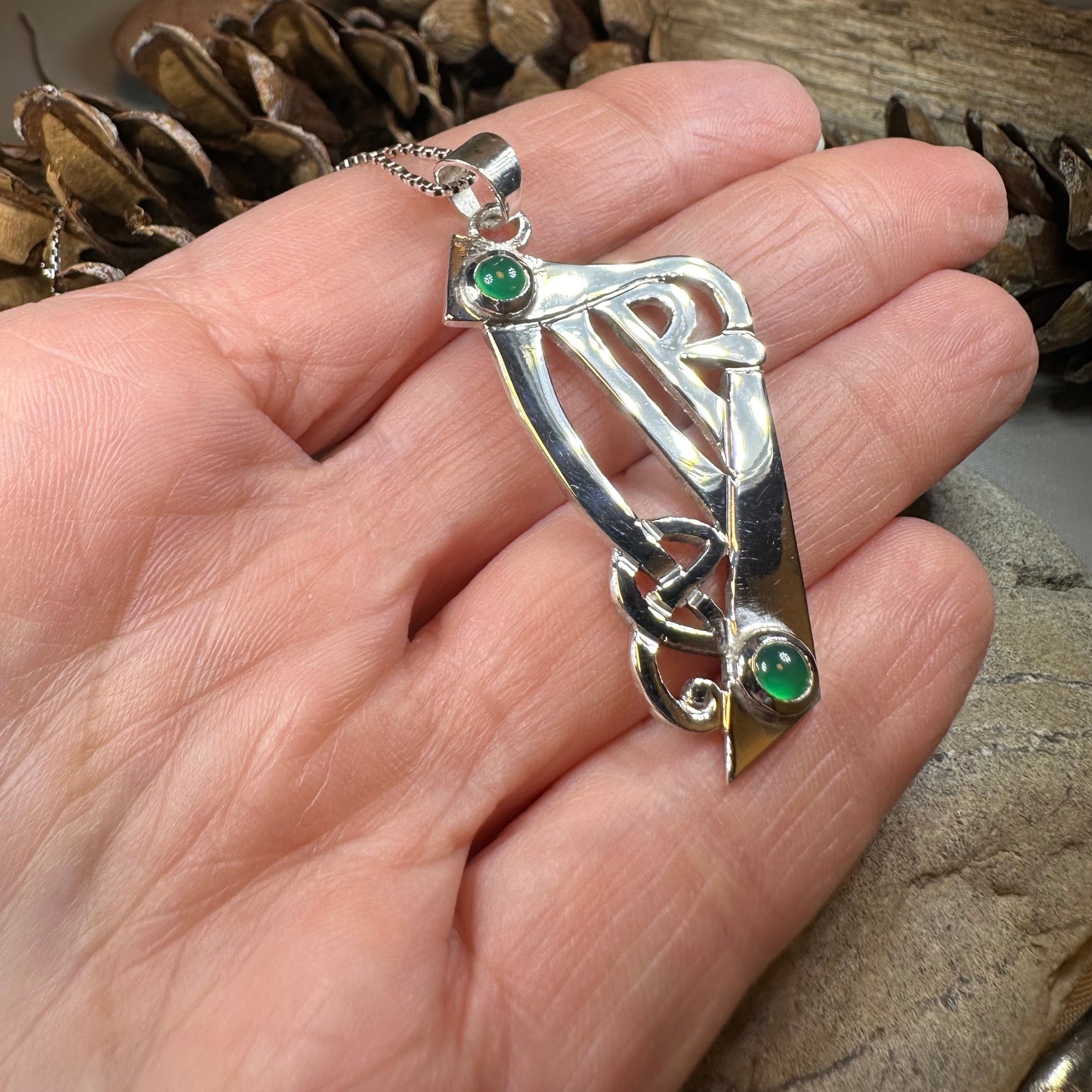 Artisan Large Irish Harp Necklace - Made in Ireland — view 9