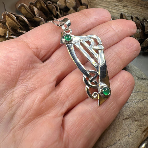 Load image into Gallery viewer, Artisan Large Irish Harp Necklace - Made in Ireland
