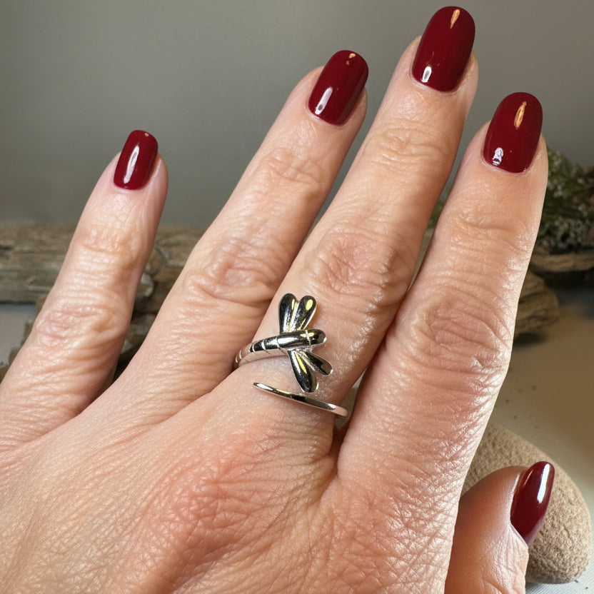Dragonfly Wrap Ring in Sterling Silver — view 6