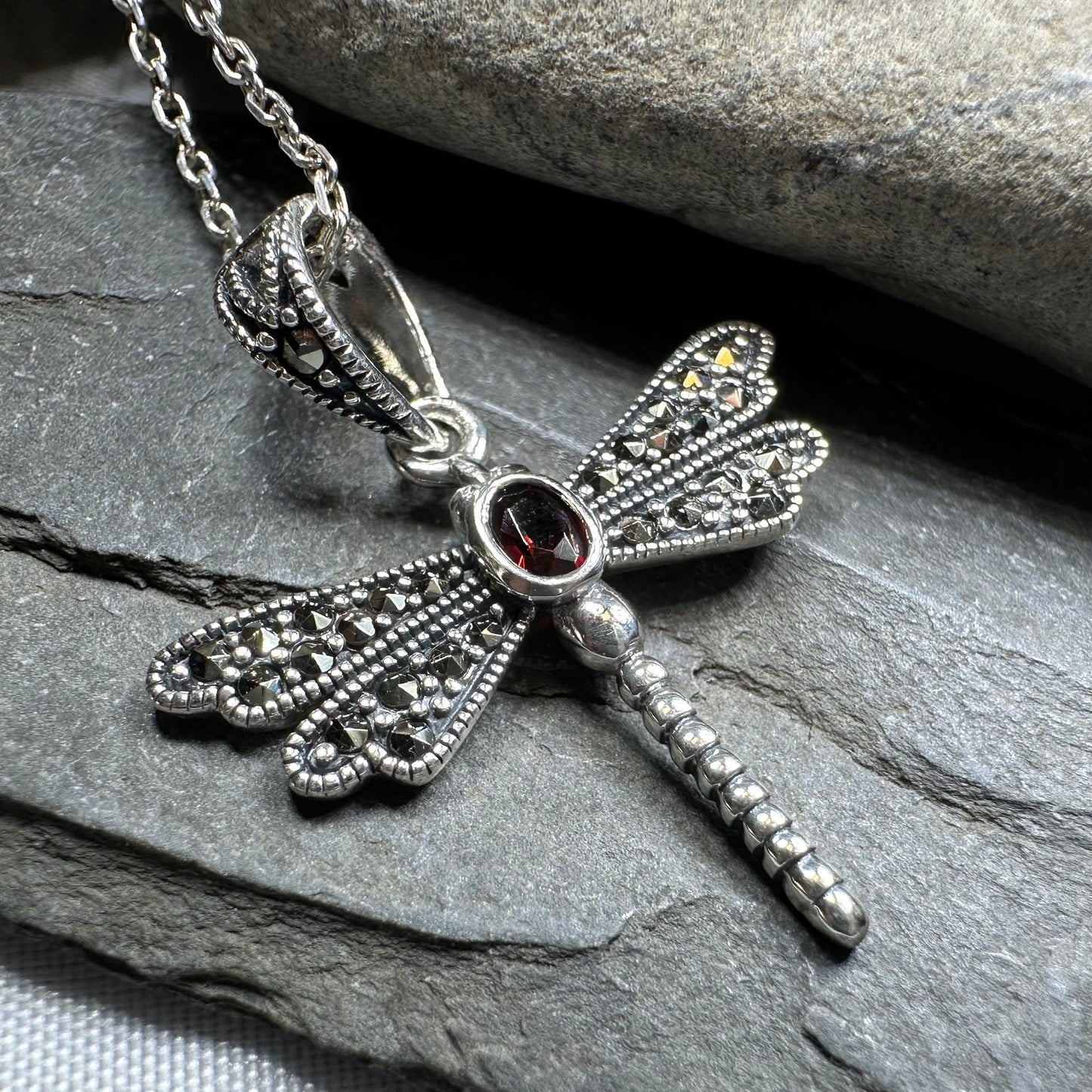 Hope Marcasite Dragonfly Necklace