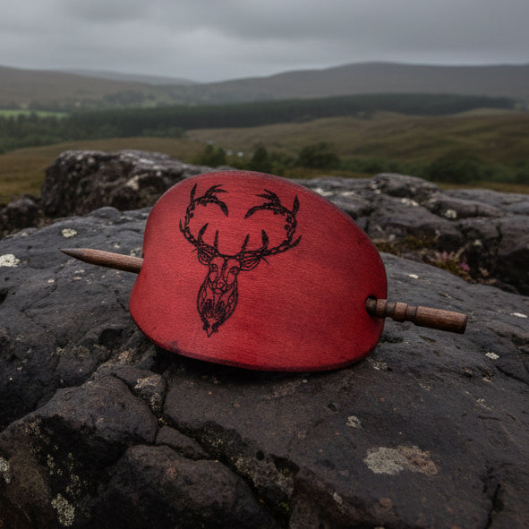 Celtic Stag Leather Hair Slide for Women