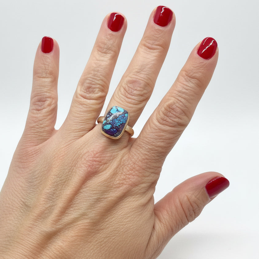 Purple Dahlia Turquoise Ring in Sterling Silver