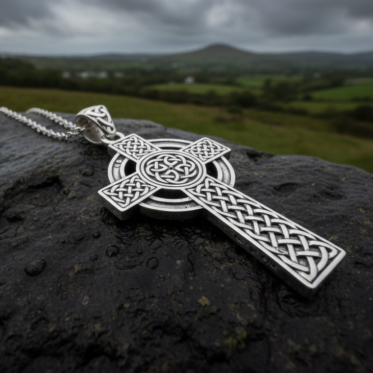 Kilcairn Celtic Cross Double Sided Necklace - Sterling Silver