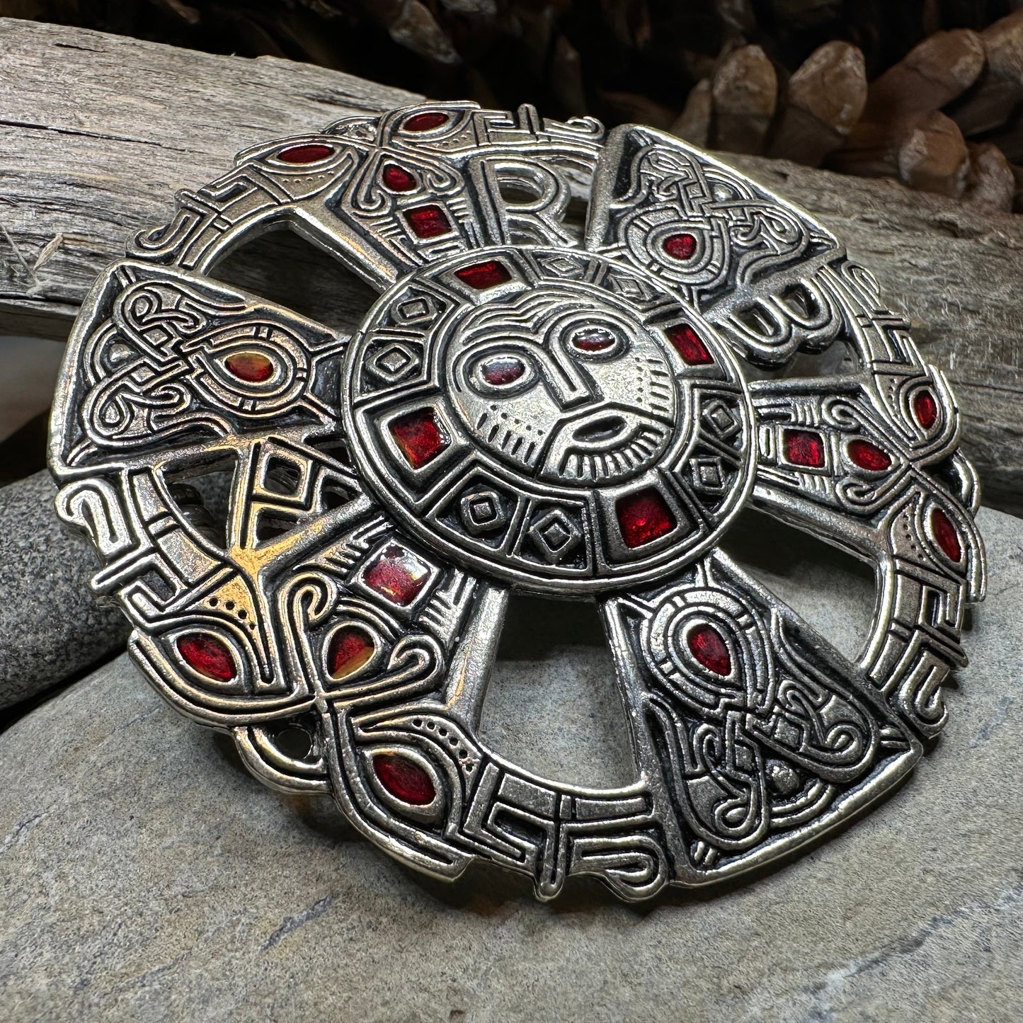 Large Frankish Limons Medieval Brooch - Sterling Silver Historical Reproduction Pin