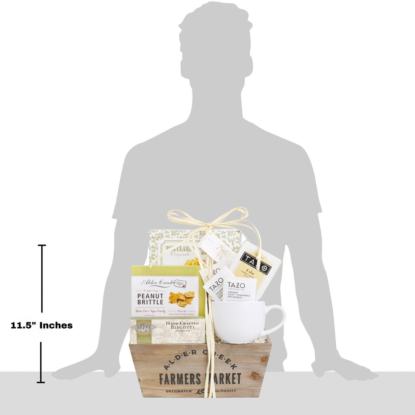 Serenity Tea Crate Gift Basket with Mug