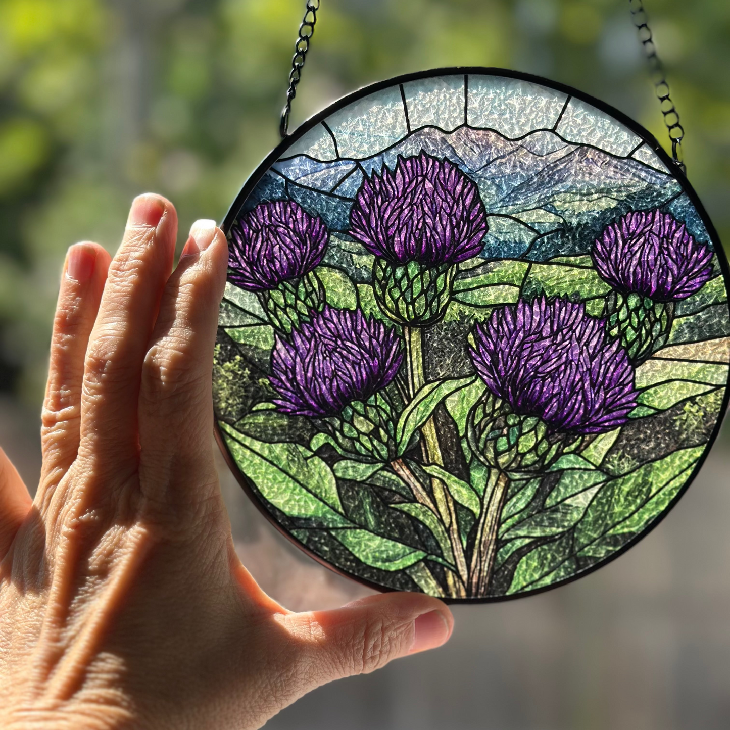 Scottish Highland Thistles Suncatcher