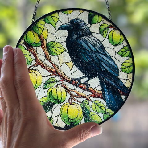 Load image into Gallery viewer, Green Raven Suncatcher

