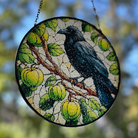 Load image into Gallery viewer, Green Raven Suncatcher
