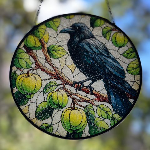 Load image into Gallery viewer, Green Raven Suncatcher
