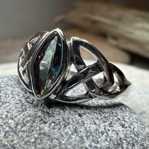 Load image into Gallery viewer, Mystic Topaz Trinity Knot Ring
